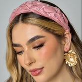 Diadema Trenzada Perlas Conexión Palo De Rosa